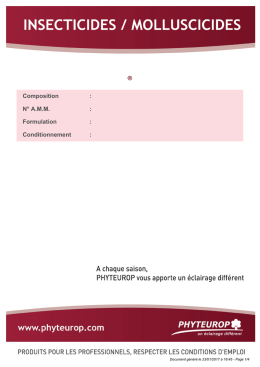 Composition : N° AMM : Formulation : Conditionnement