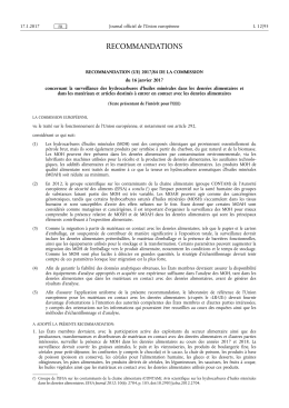 RECOMMANDATION (UE) 2017/ 84 DE LA COMMISSION