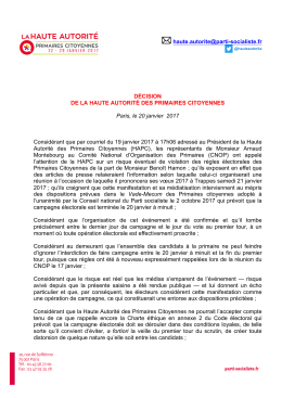 D&eacute;cision voeux Hamon - Les Primaires Citoyennes