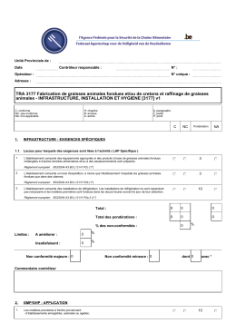 TRA 3177 Fabrication de graisses animales fondues et/ou de