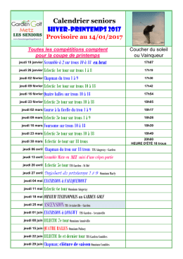 Le calendrier 2017 - Les seniors du GardenGolf