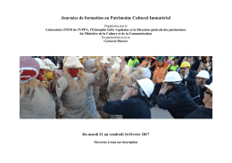 Journ&eacute;es de formation au Patrimoine Culturel Immat&eacute;riel