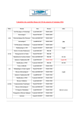 Calendrier des contrôles finaux de CI2 du semestre d`Automne 2016