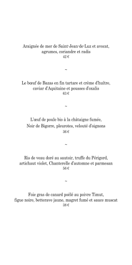 À la Carte - Intercontinental Bordeaux