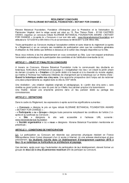 Téléchargez le règlement du Prix Botany for Change 2017