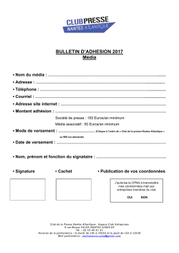 BULLETIN D`ADHESION 2017 Média