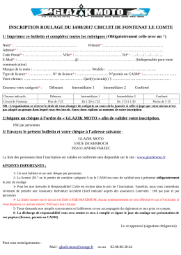Fiche d`inscription roulage