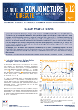 Note de conjoncture - T3 2016 - Direccte Provence - Alpes