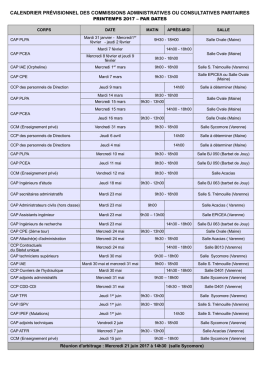 calendrier pr&eacute;visionnel des commissions administratives - EFA-CGC