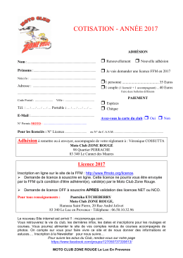 Adh&eacute;sion 2017 - Moto Club Zone Rouge