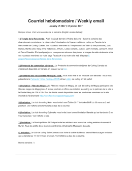 Courriel hebdomadaire / Weekly email