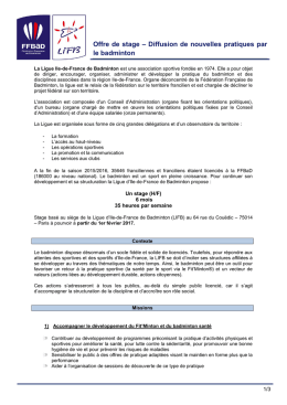 Un Stagiaire Sport Santé - Ligue Ile de France de Badminton