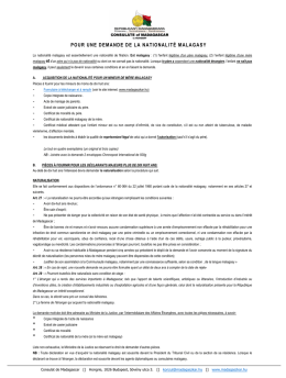 POUR UNE DEMANDE DE LA NATIONALITÉ MALAGASY