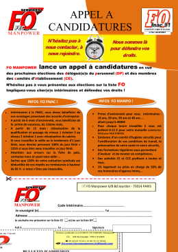 TRACT APPEL A CANDIDATURE FNAC 91