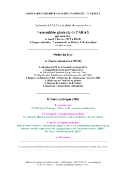 L`ARAG vous invite à notre prochaine assemblée générale, le lundi