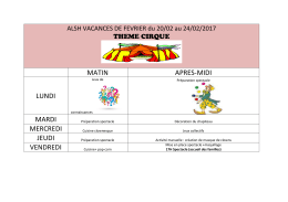 ALSH VACANCES DE fevrier 2017 programmes