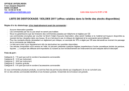 Liste de destockage 2017