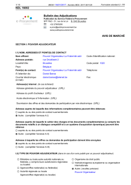 NDL 16002 Bulletin des Adjudications AVIS DE MARCHÉ