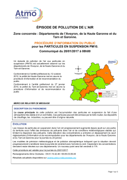 PROCEDURE D`ALERTE - DEPASSEMENT DU NIVEAU 1