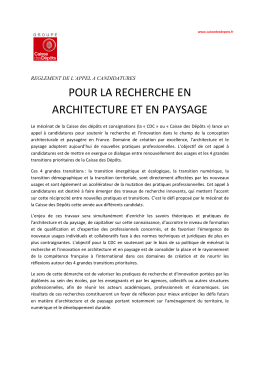 pour la recherche en architecture et en paysage