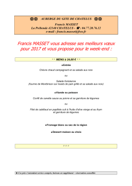 Francis MASSET vous adresse ses meilleurs vœux pour 2017 et
