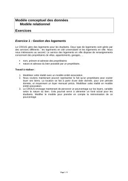 Mod&egrave;le conceptuel des donn&eacute;es &ndash; Exercices