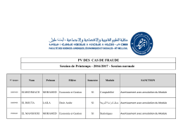 PV DES CAS DE FRAUDE Session de Printemps