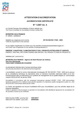 ATTESTATION D`ACCREDITATION N&deg; 1-2267 r&eacute;v. 4