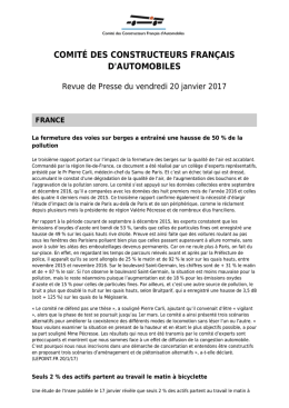 Revue de presse du 20 janvier