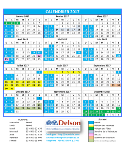 Calendrier et horaire 2017