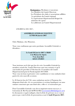 Convocation - Comité départemental Handisport du Pas de Calais