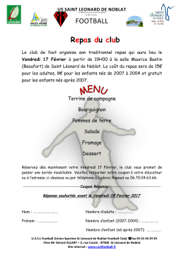 Bulletin d`inscription pour le repas