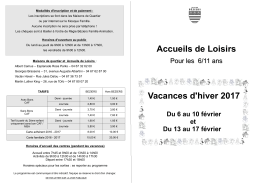 Accueils de Loisirs Vacances d`hiver 2017