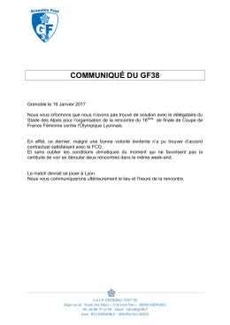 communiqu&eacute; - Grenoble Foot 38