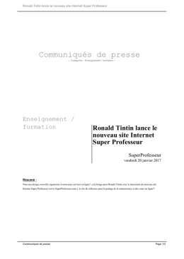 Ronald Tintin lance le nouveau site Internet Super Professeur