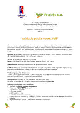 Valid&aacute;cia podľa Naomi Feil - 3p