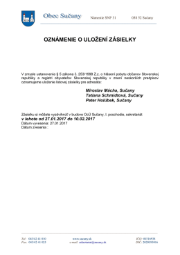 Oznámenie verejná vyhláška