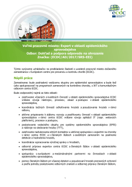 Voľné pracovné miesto: Expert v oblasti epidemického