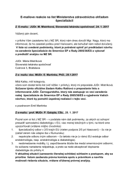 E-mailove reakcie SDS na list z MZ SR 012017