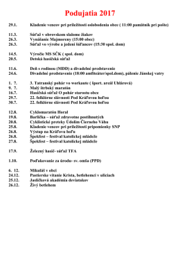 Plán podujatí na 2017