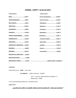 CENNIK &bdquo;TORTY&ldquo; od 01.02.2017