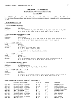VYKONÁVACIE PREDPISY k súťaţiam SZOŠ v orientačnom behu