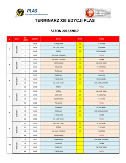 terminarz xiii edycji plas sezon 2016/2017