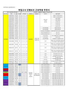 면접고사 진행보조 근로학생 추천서