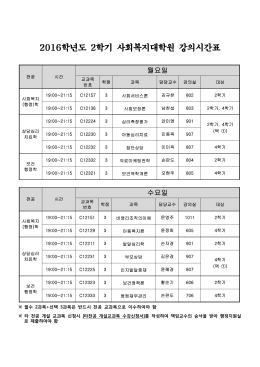2010학년도 2학기 사회복지대학원 강의시간표