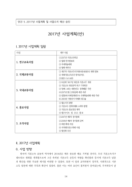 2017년 사업계획(안)