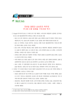 모바일 열풍과 삼성전자 독주로 PC 용 D 램 업체들 구조조정