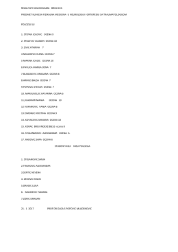 REZULTATI KOLOKVIJAMA BROJ DVA PREDMET KLINICKA