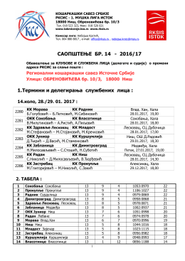 Saopštenje broj 14 - 2016