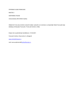 STIPENDIJE VLADE FRANCUSKE MASTER 2 - TMF-a